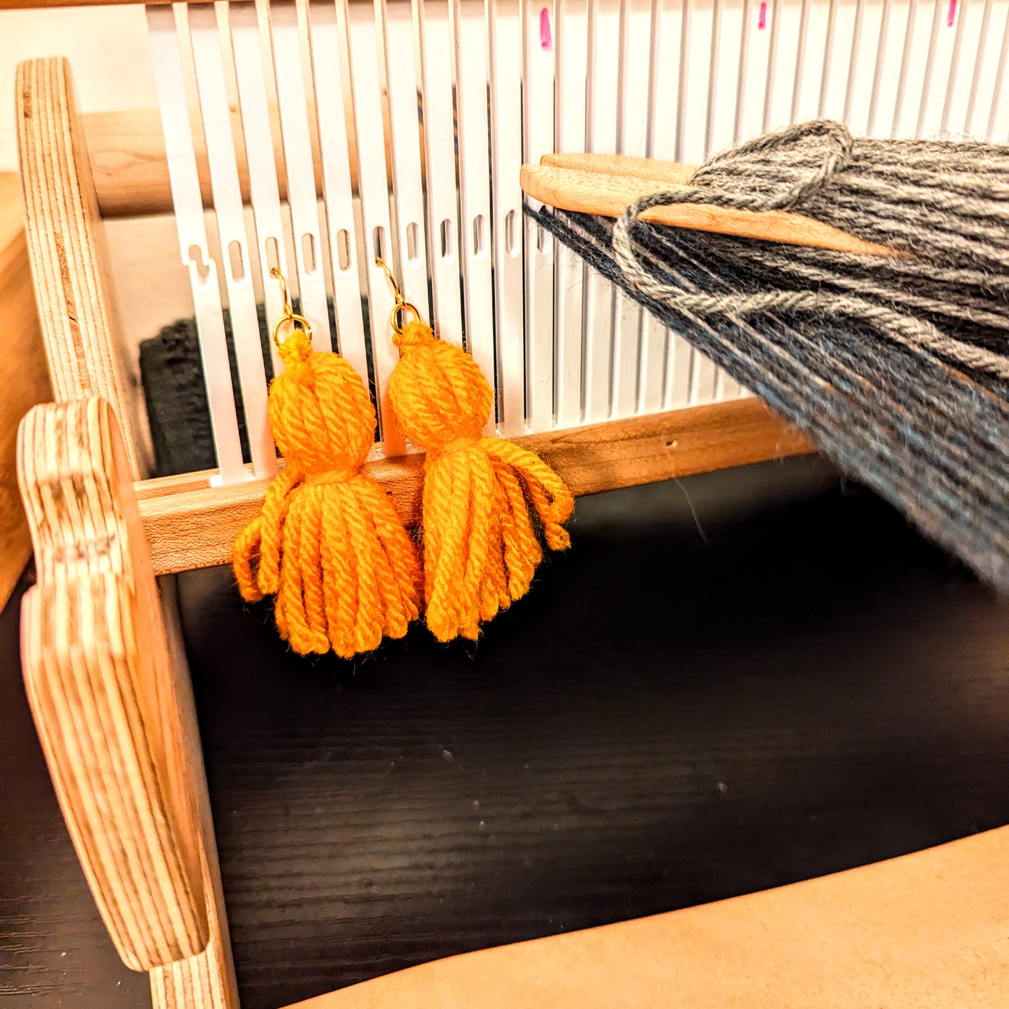 Orange Tassel Hook Earrings