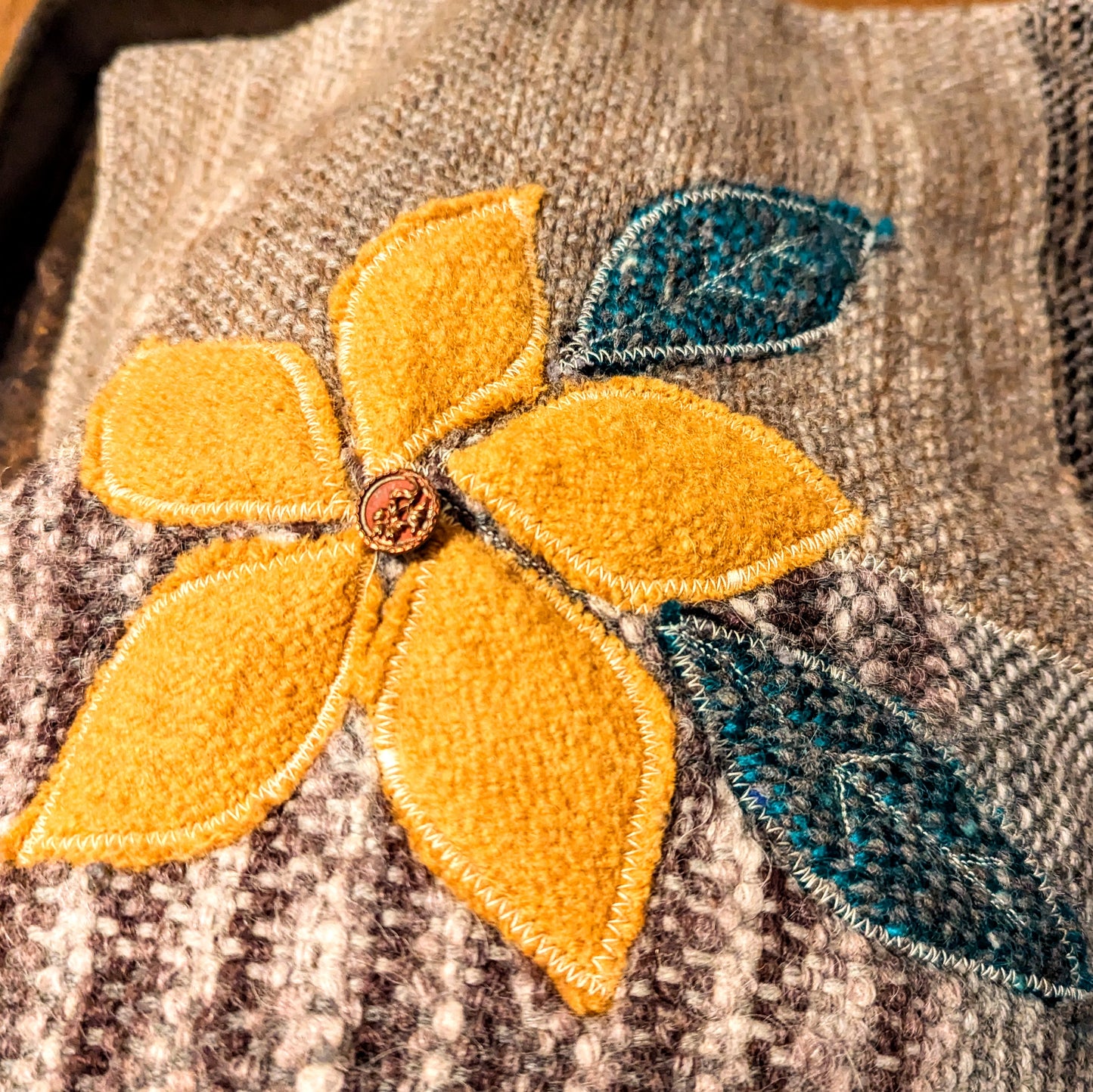 Golden Flower Challah Cover and Centerpiece