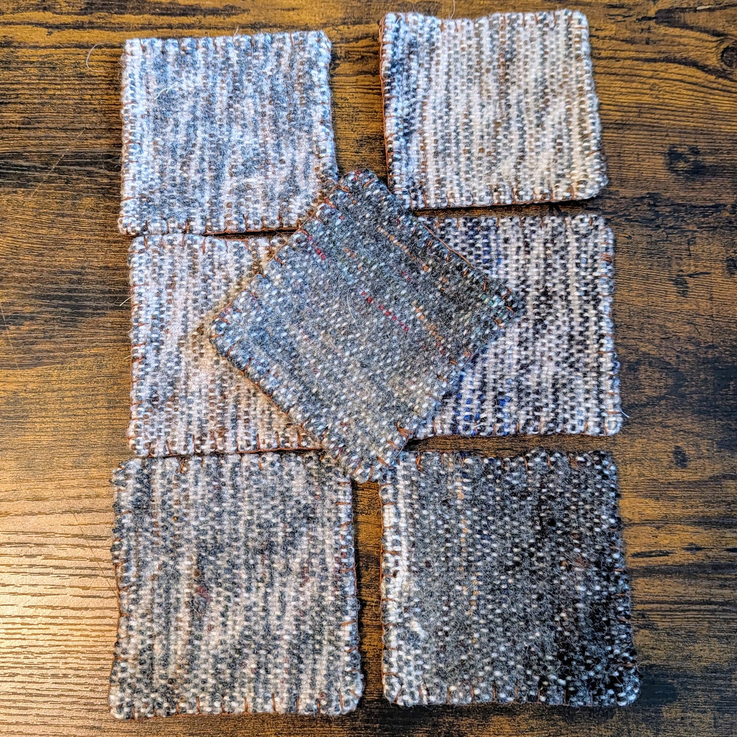 Felted Handwoven Wool Coasters in Graystone Tones