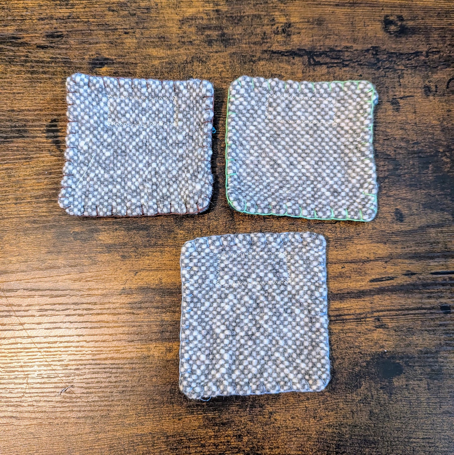 Felted Handwoven Wool Coasters in Graystone Tones