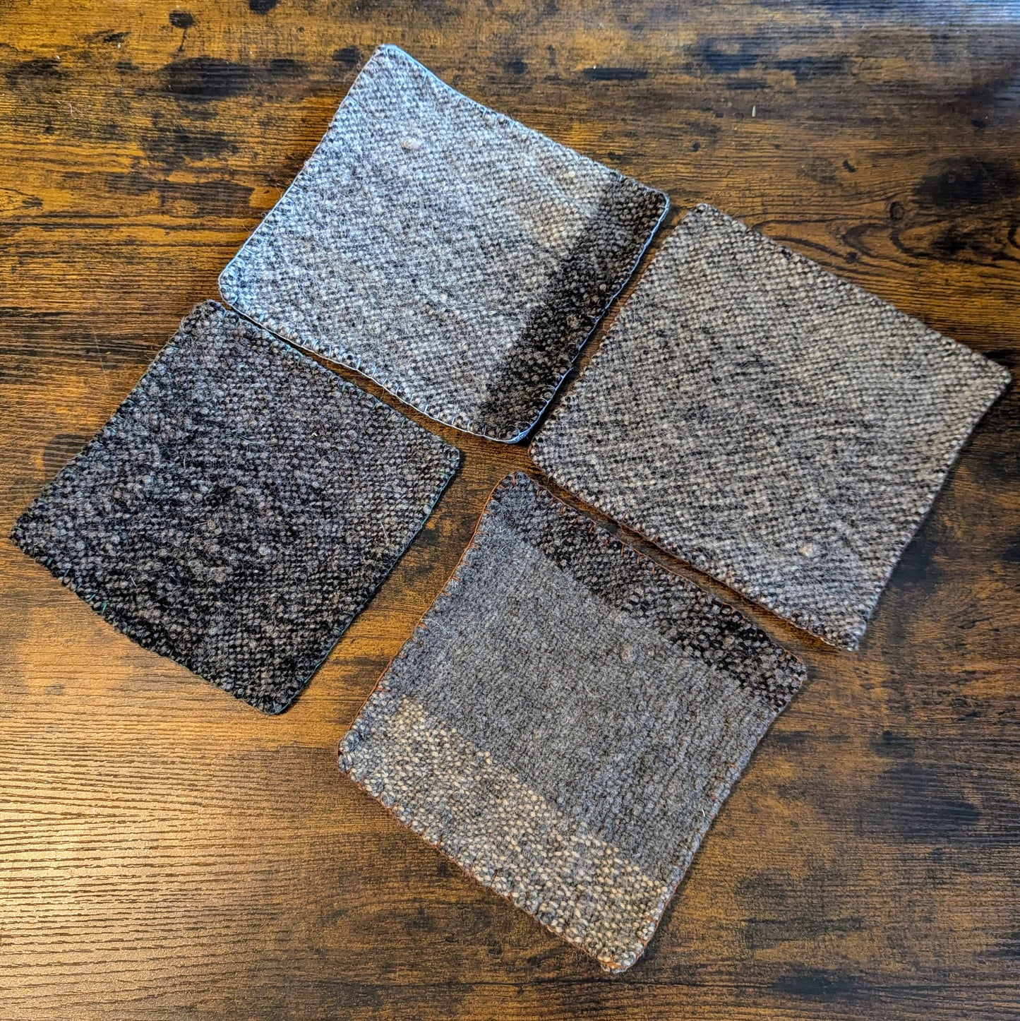 Felted Handwoven Wool Trivets in Gray and Brown Tones