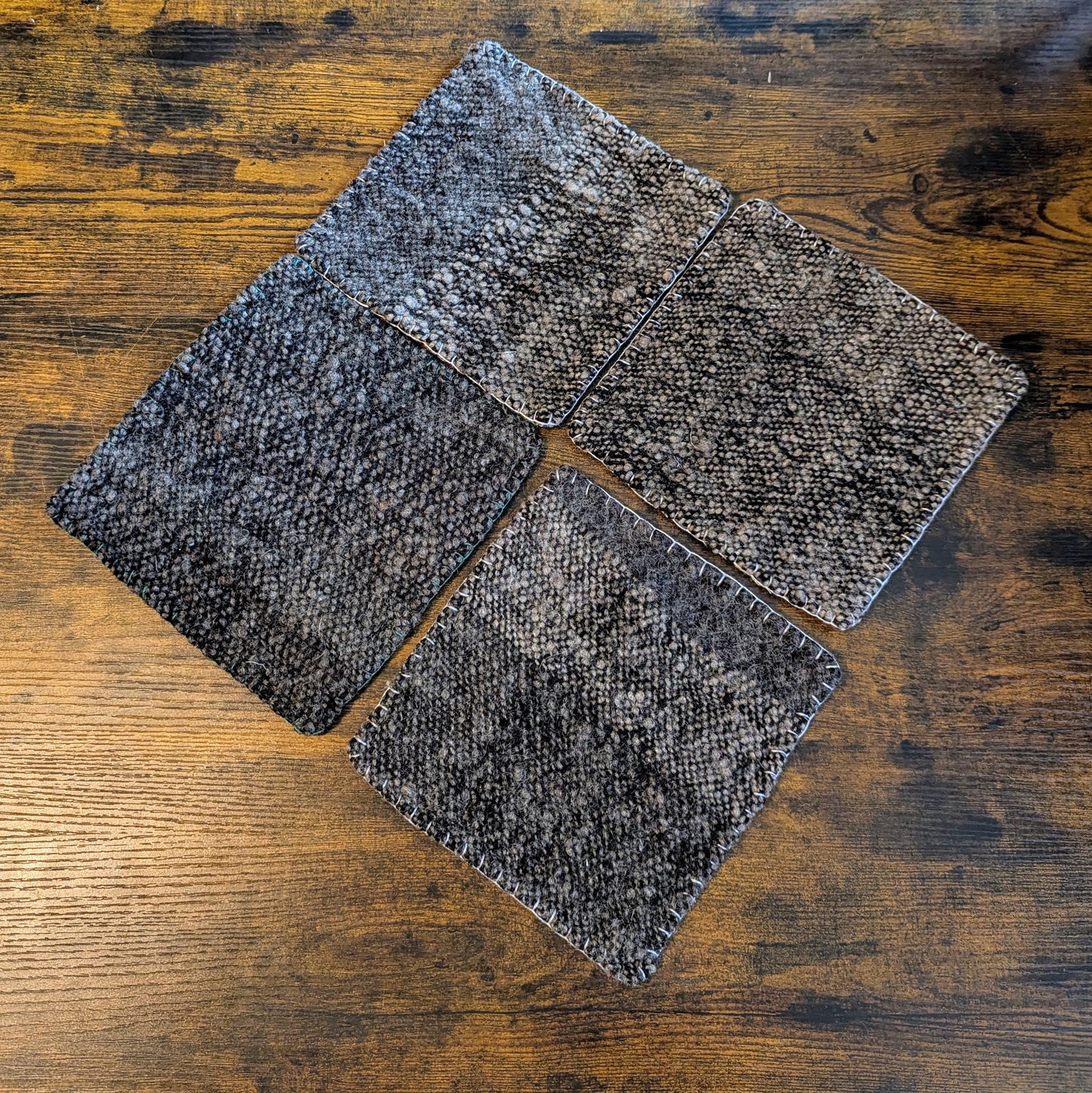 Felted Handwoven Wool Trivets in Gray and Brown Tones