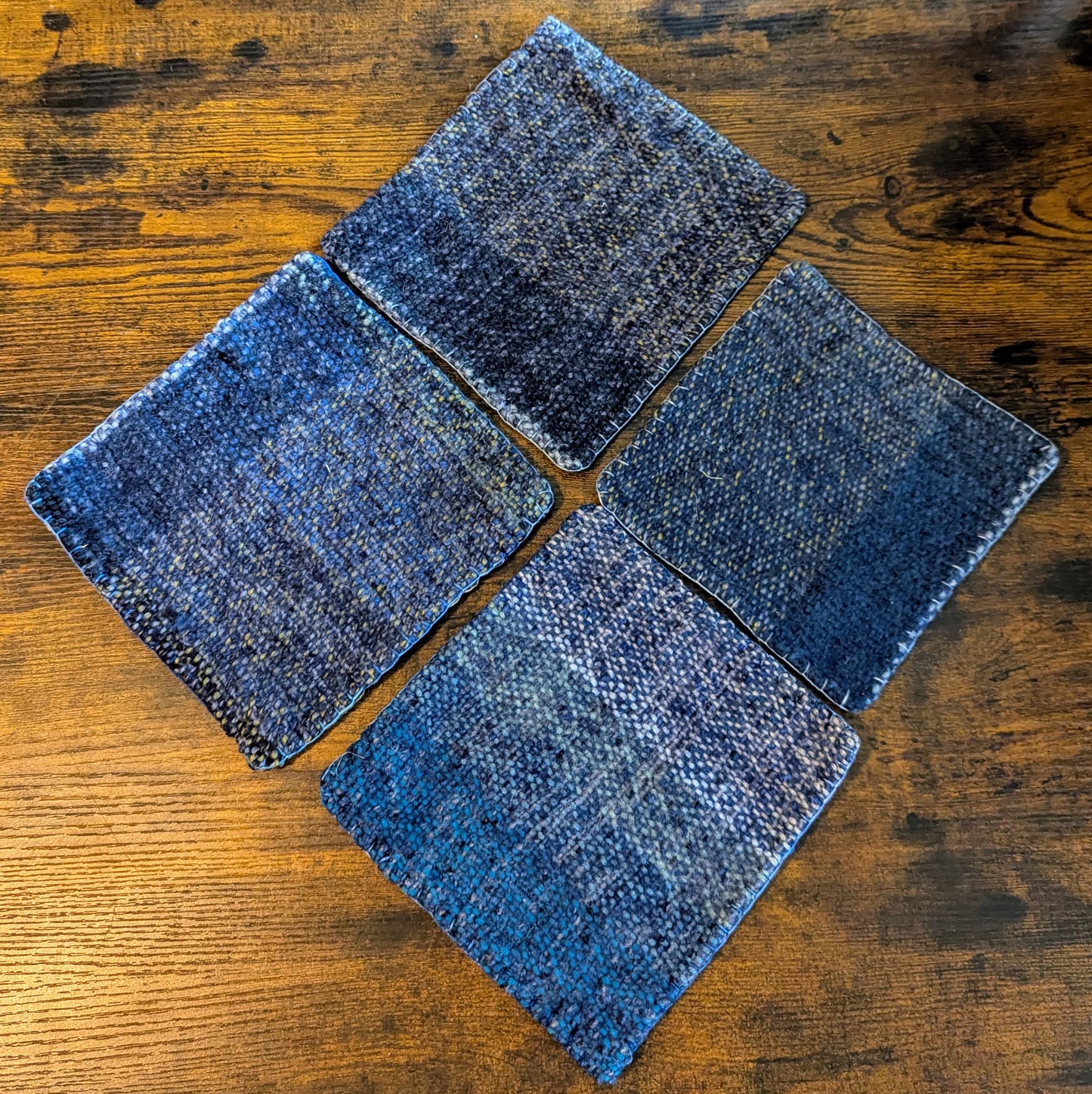 Felted Handwoven Trivets in Blue Tones