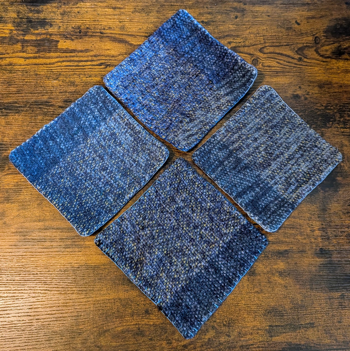 Felted Handwoven Trivets in Blue Tones