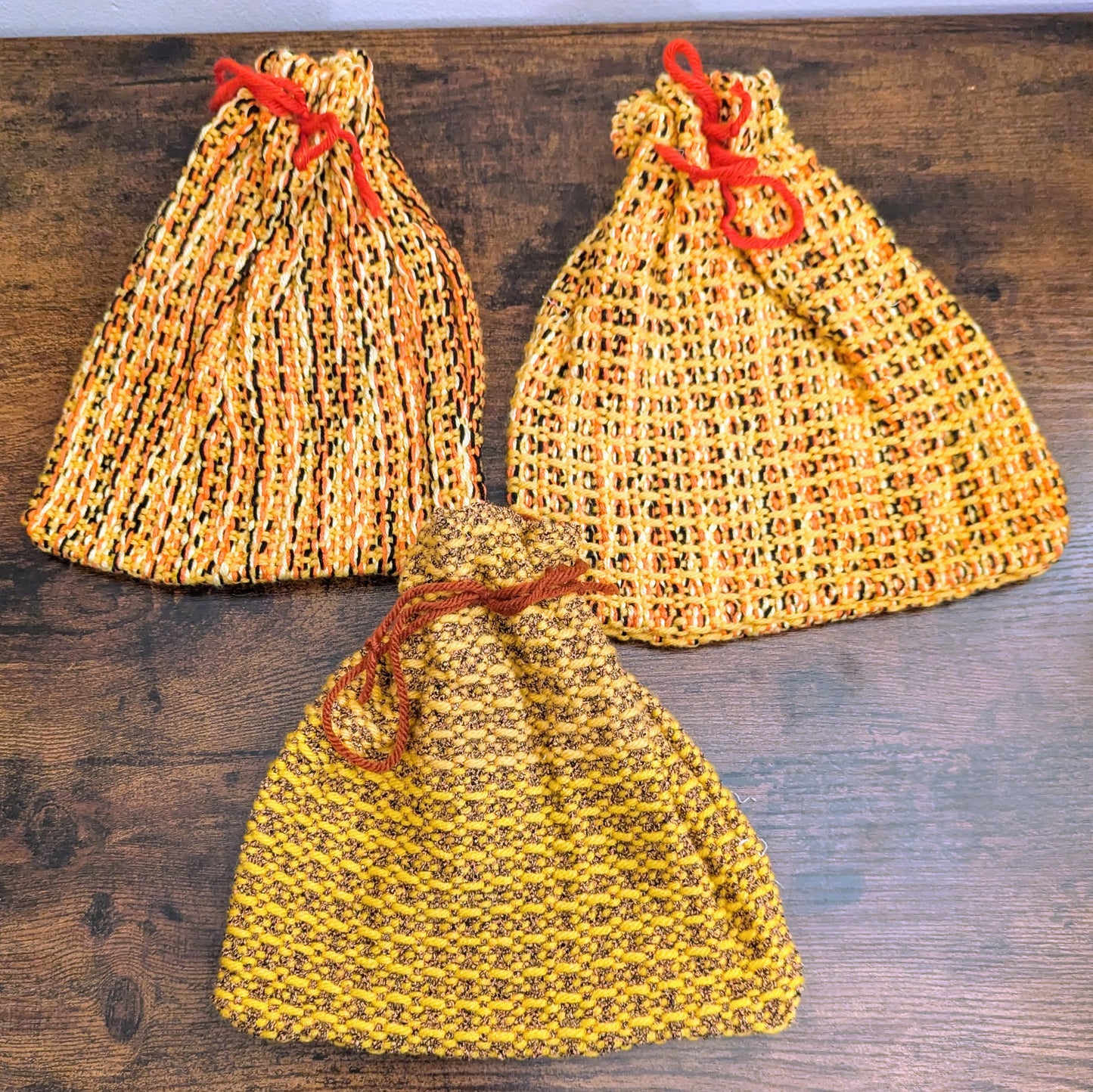 Yellow Check Acrylic Drawstring Bags