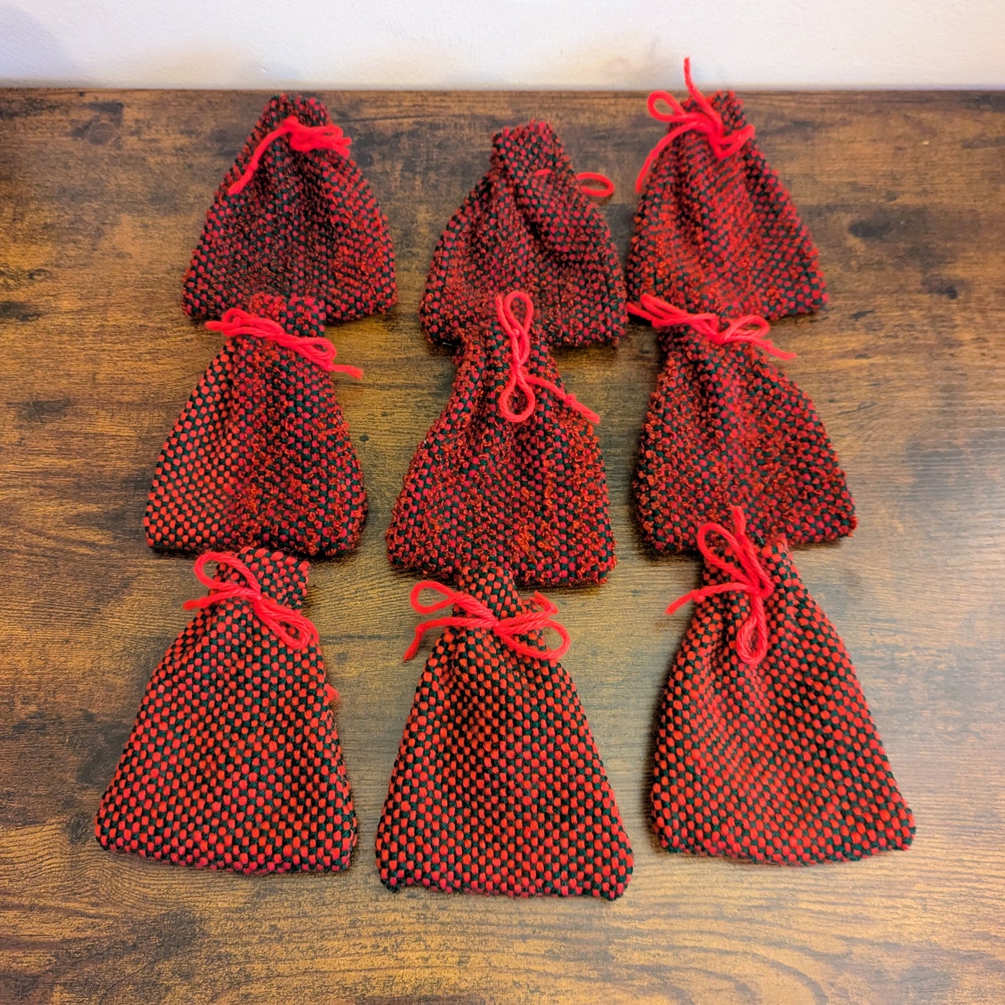 Mini Red and Green Acrylic Drawstring Bags- Perfect for Christmas gifts!
