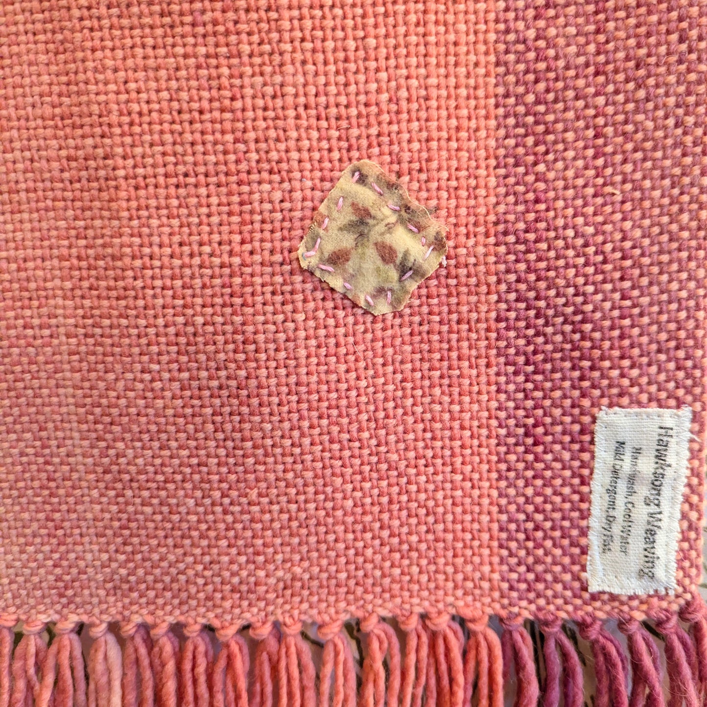 Bumblebee Pink Hand-dyed, Hand-embroidered and Handwoven Scarf