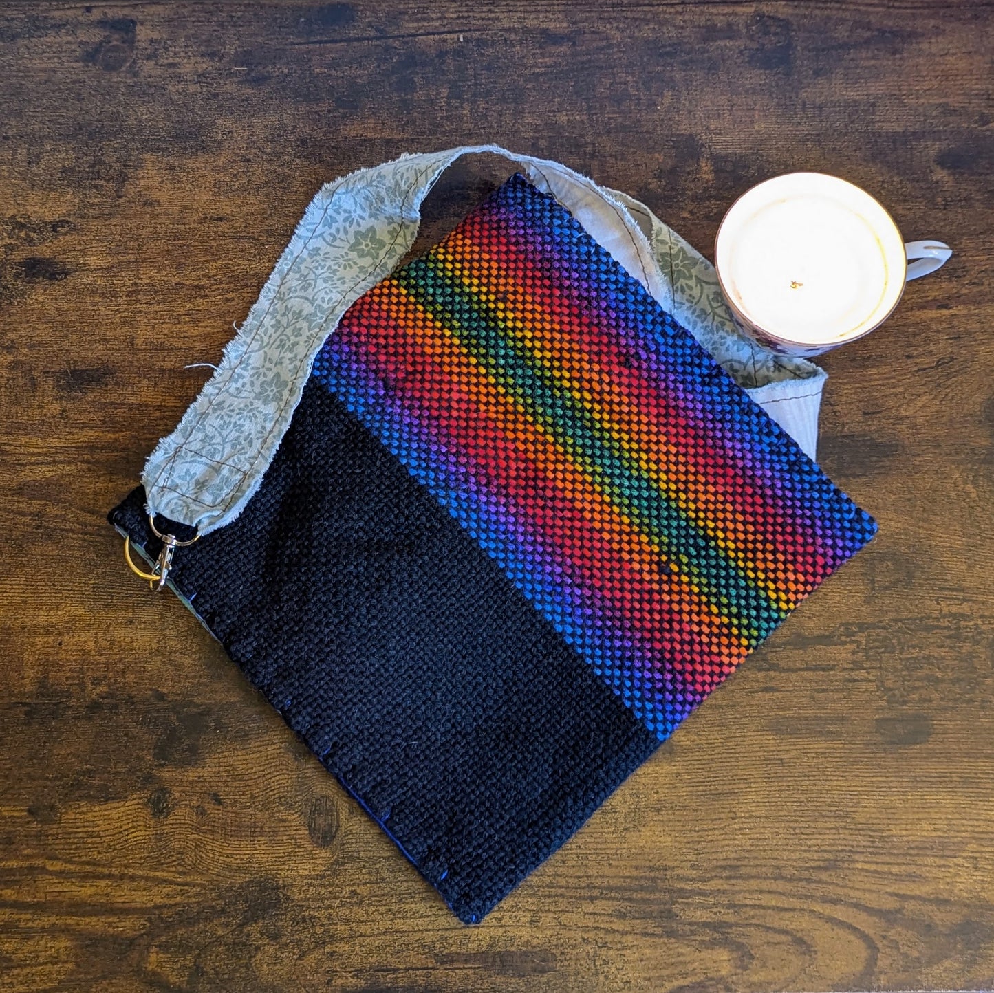 Rainbow Blue Ladybug Handwoven Handbag