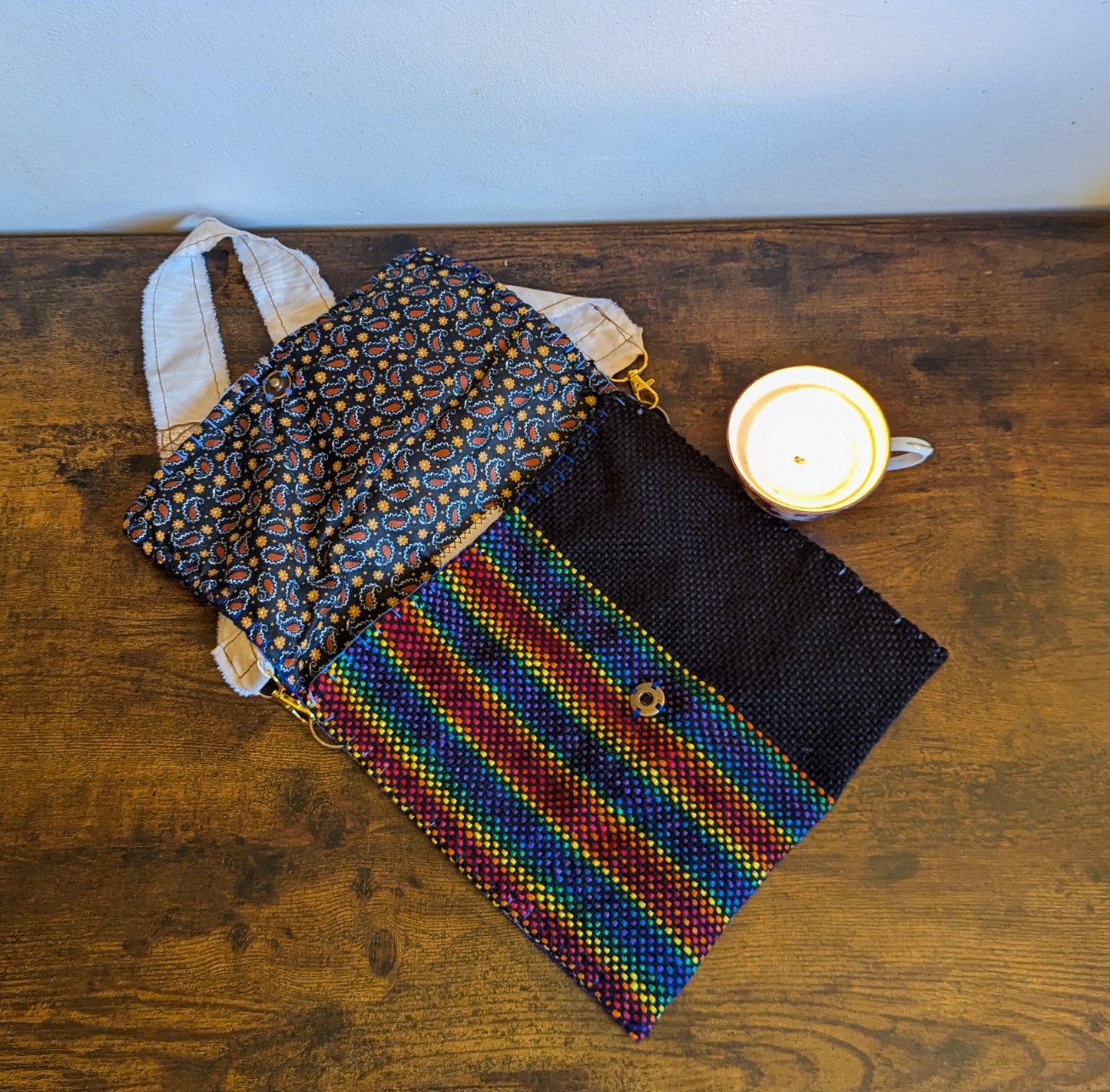 Rainbow Flower Power Handwoven Handbag