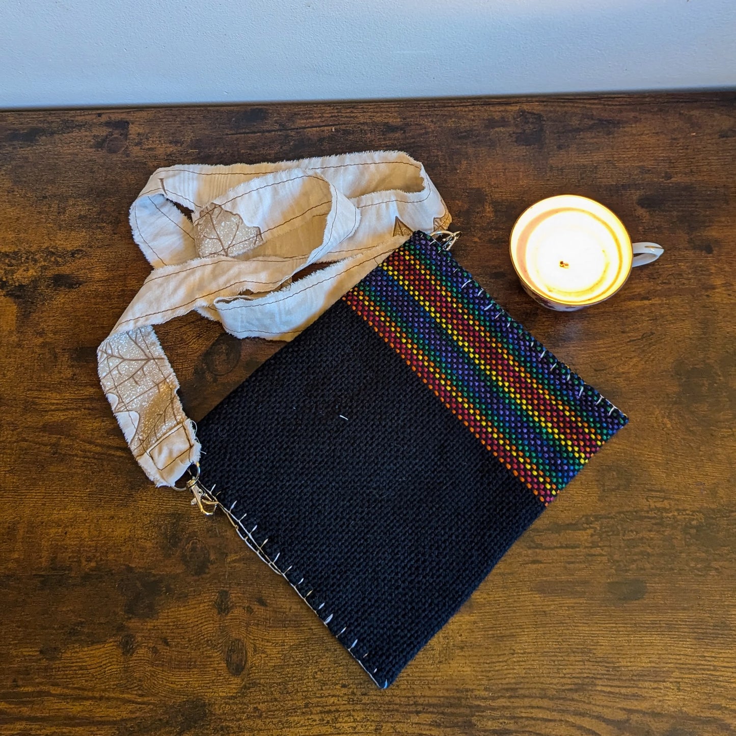 Rainbow Silver Star Shield Handwoven Handbag