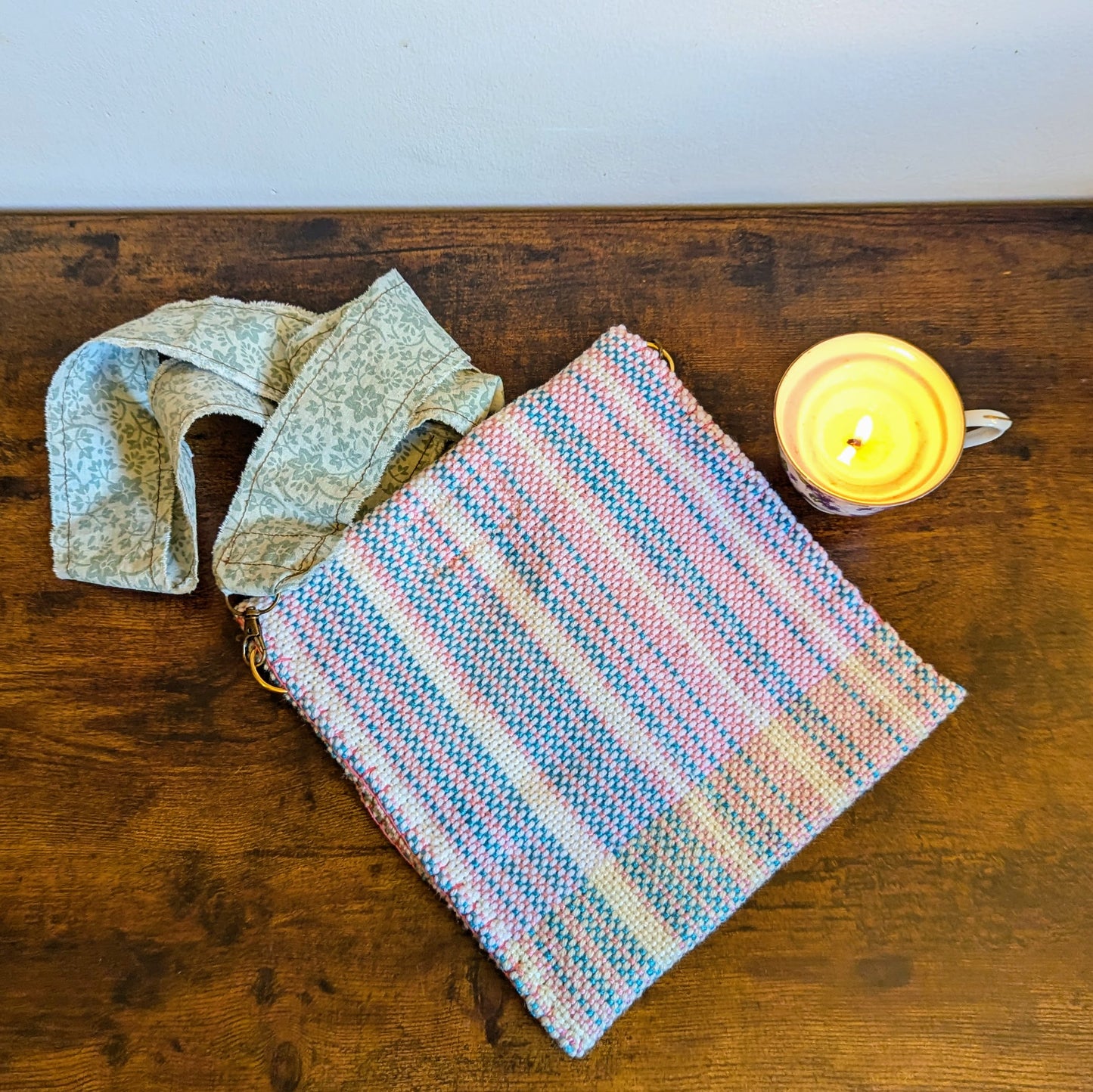 Trans Pride Ebony Stripe Button Handwoven Handbag