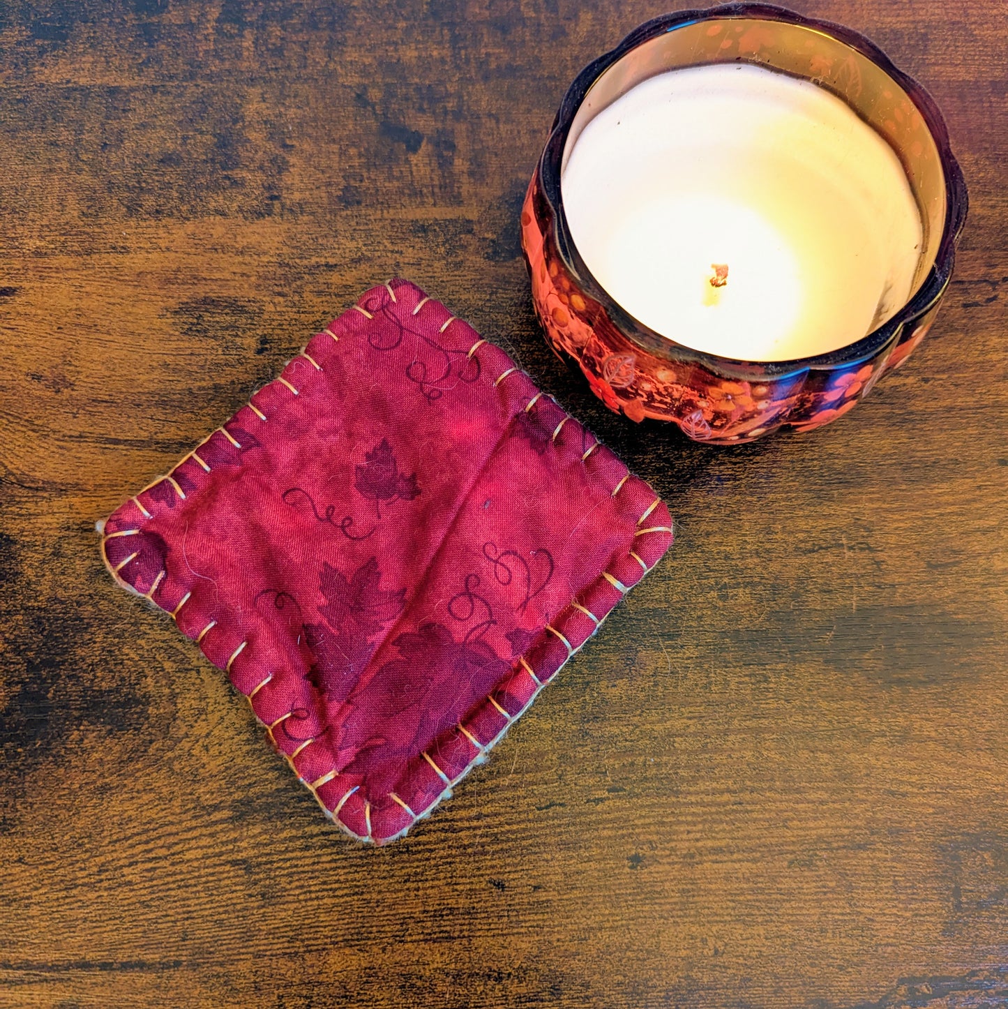Orange Tweed Handwoven Felted Coasters