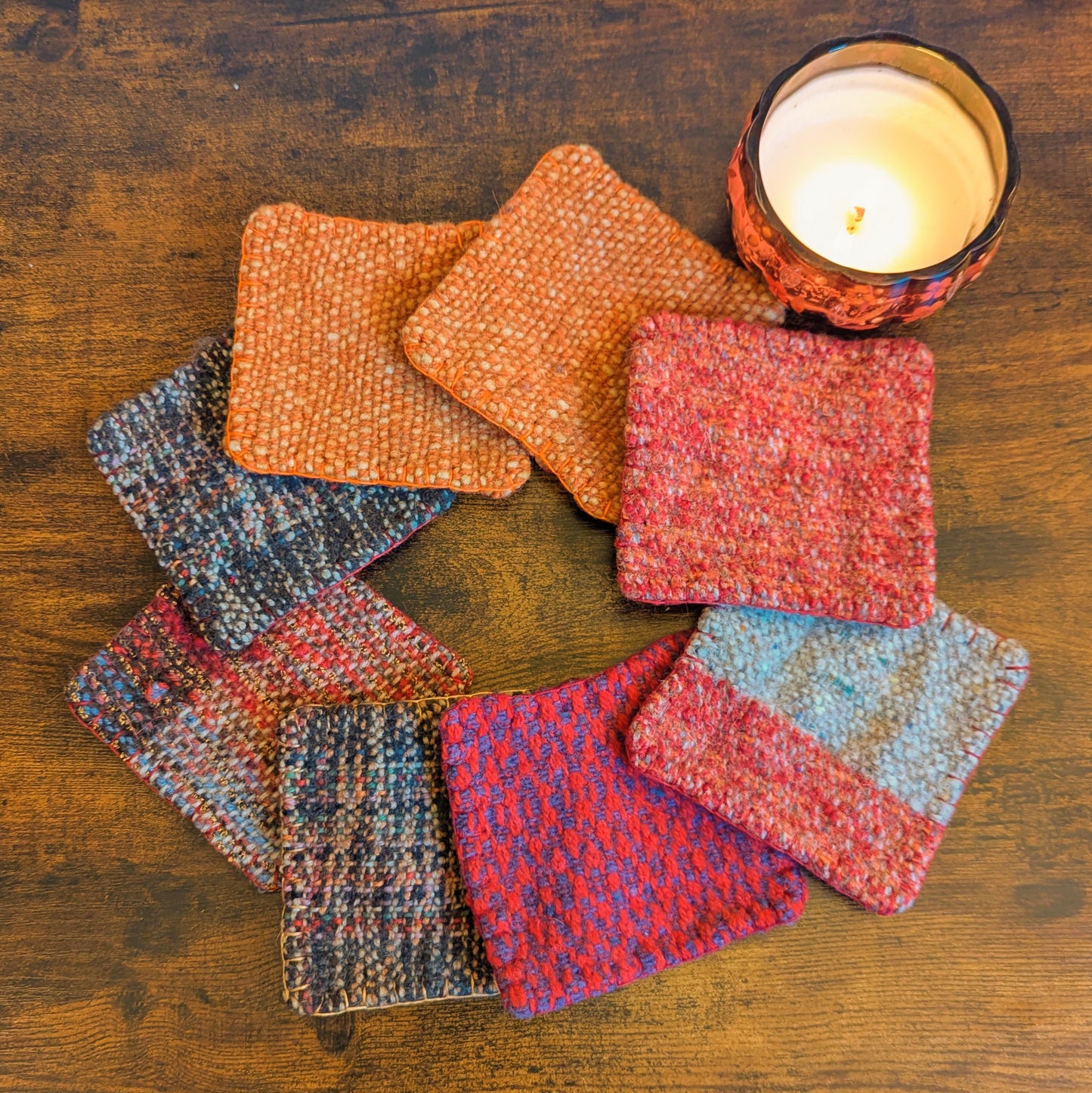 Warm Tone Assorted Handwoven Felted Coasters