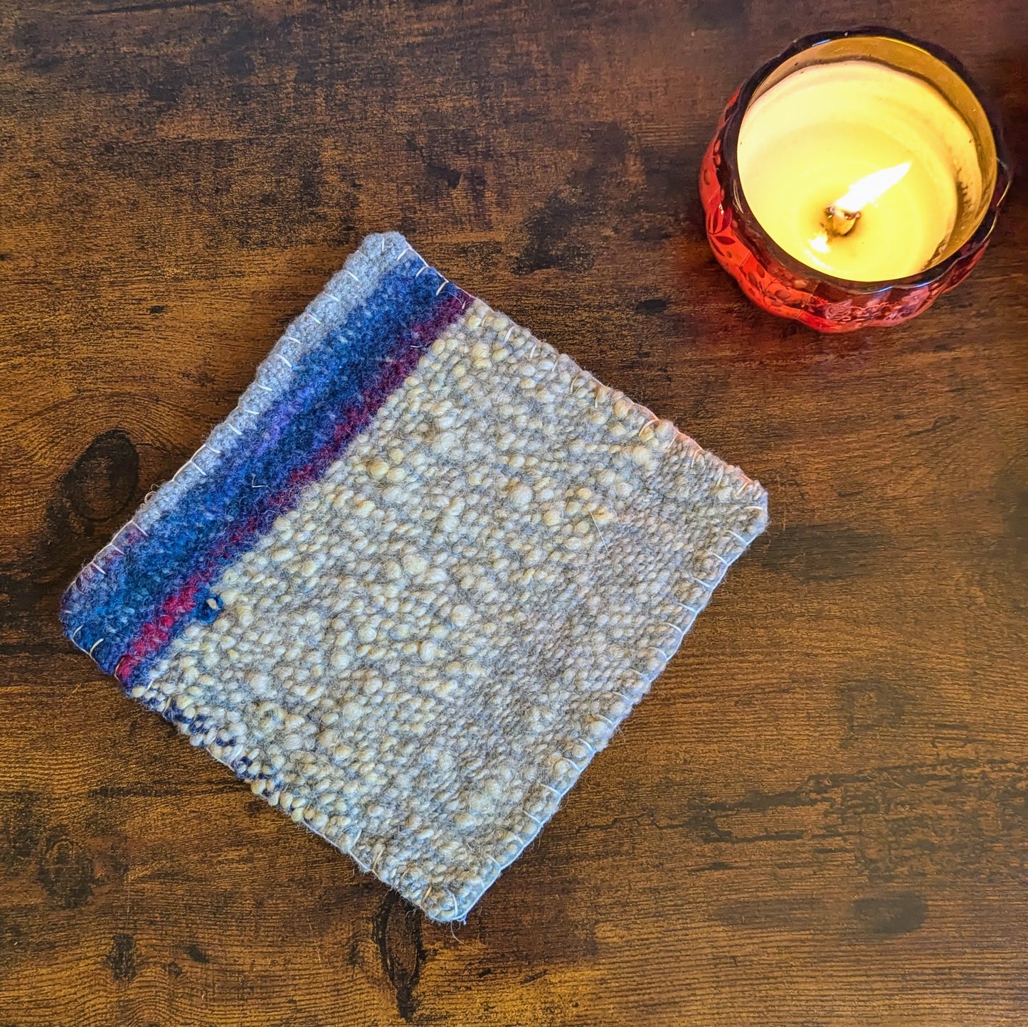 Winter Sunrise Handwoven and Felted Wool Trivet