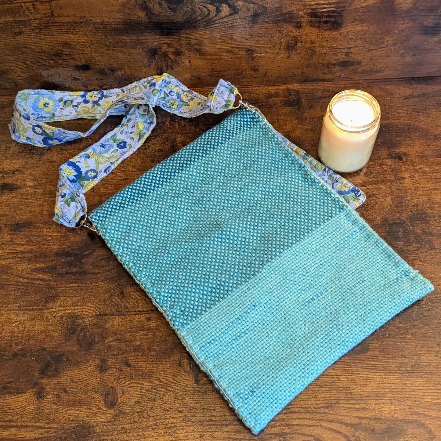 Oceanblue Pansy Handwoven Shoulder Bag