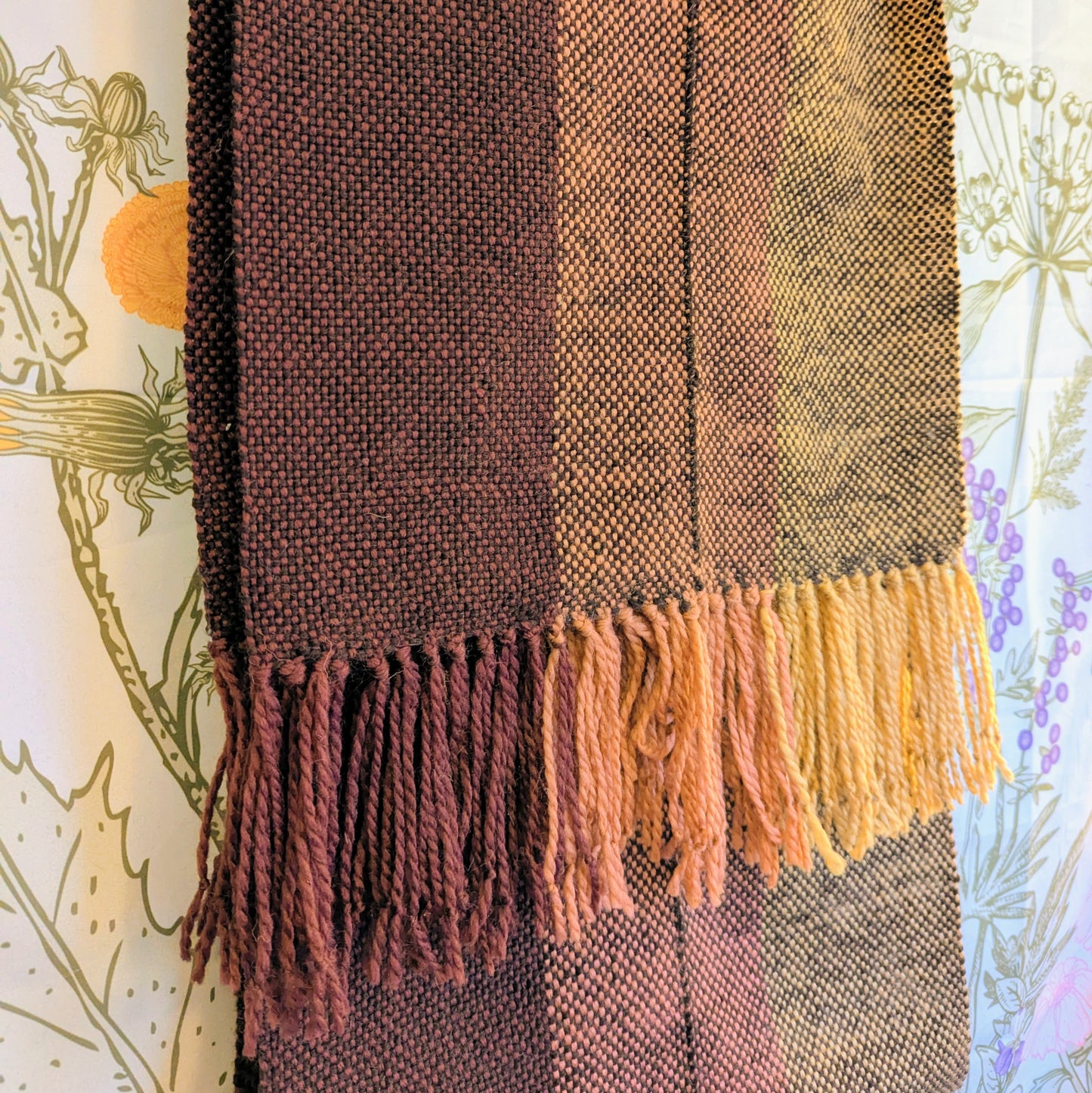 Wide Autumnal Handwoven Vintage Finnish Wool Scarf