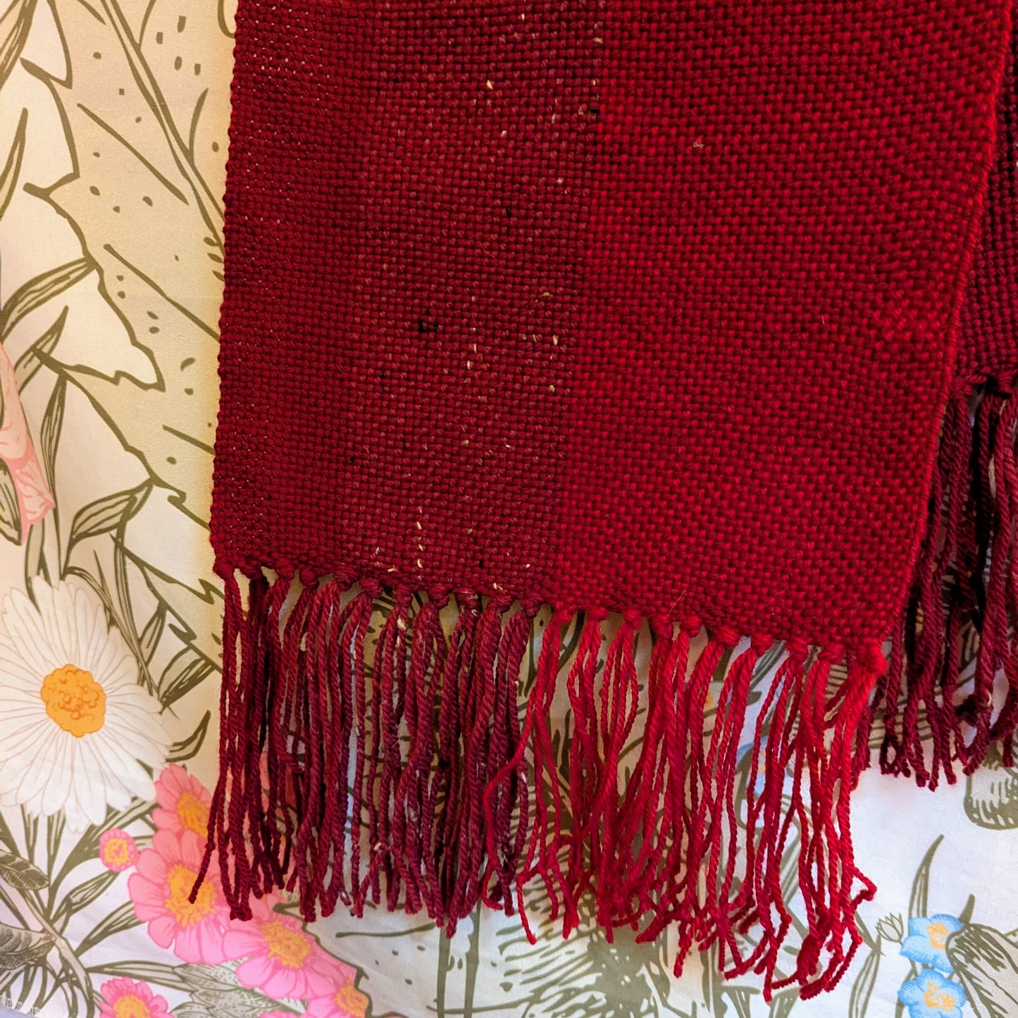 Red Patchwork Handwoven Hypoallergenic Scarf