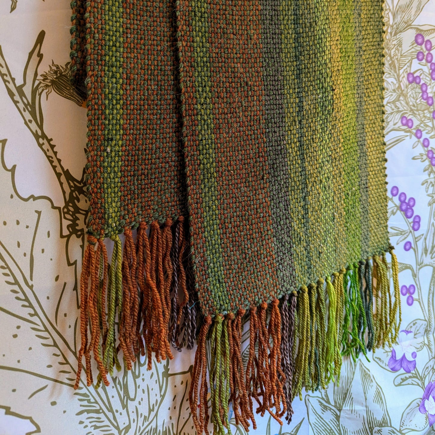 Wooded Mountains Handwoven Merino Blend Wool Scarf