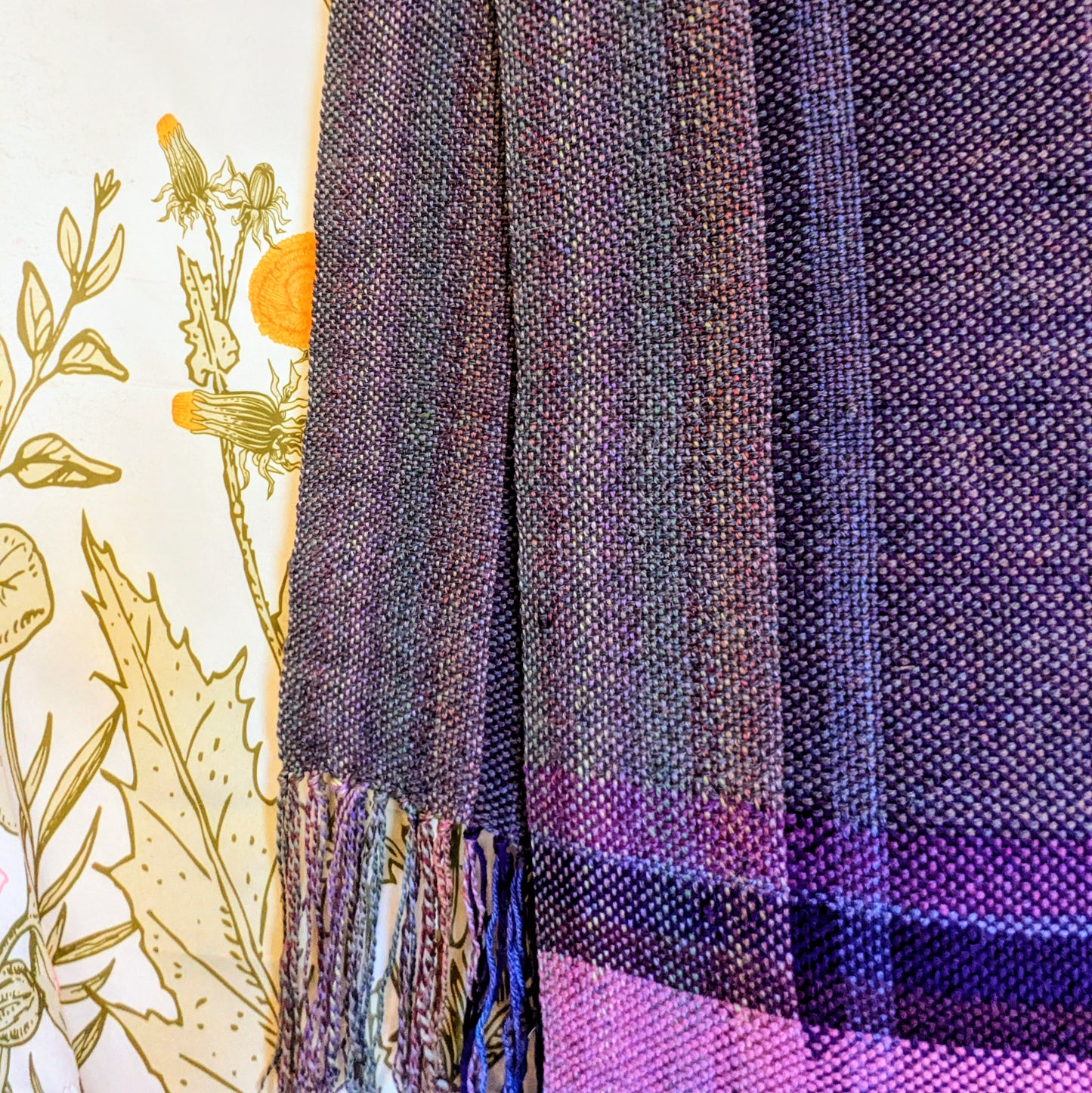 Glorious Grape Handwoven Merino Blend Wool Scarf