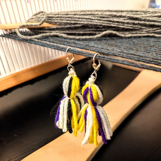 Nonbinary Flag Tassel Lever Back Earrings