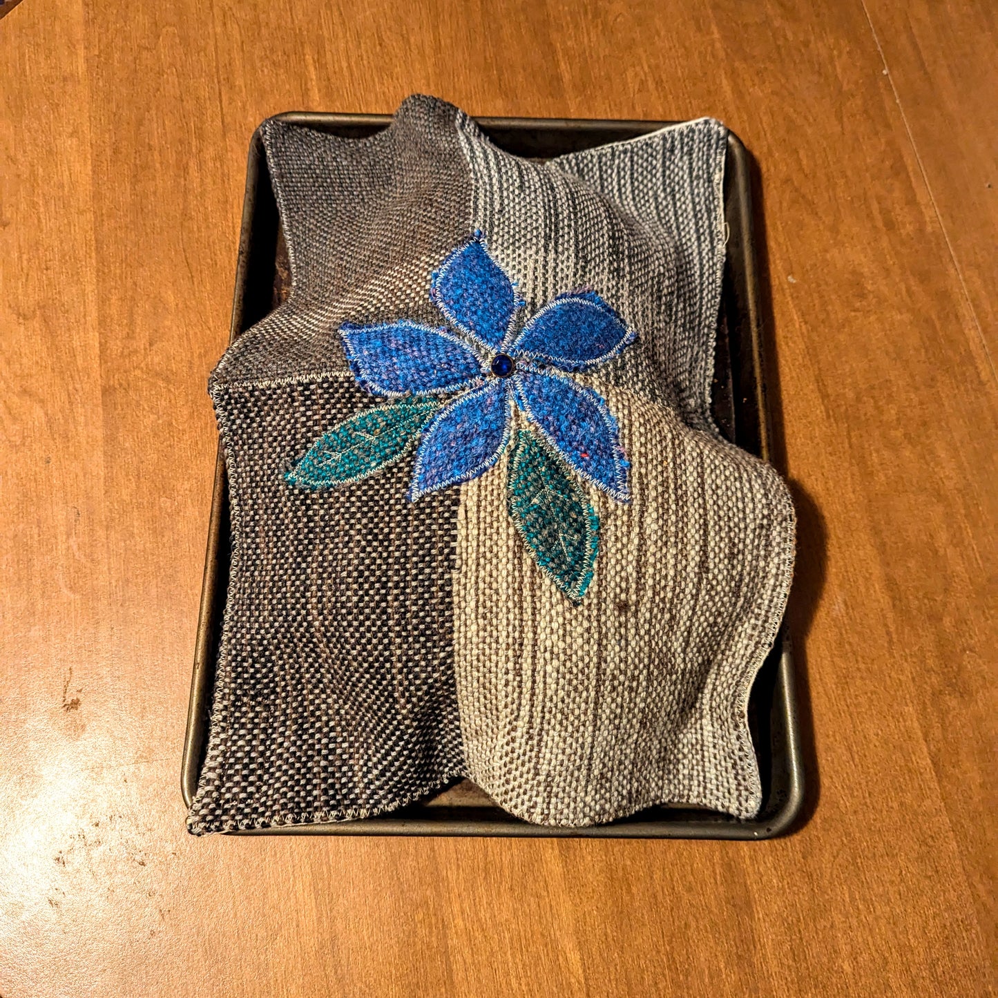 Blue Floral Challah Cover and Centerpiece