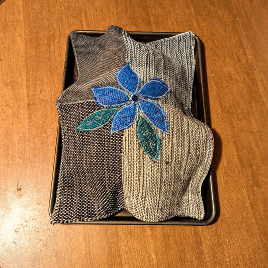 Blue Floral Challah Cover and Centerpiece
