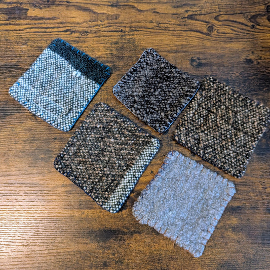 Felted Handwoven Wool Coasters in Graystone Tones