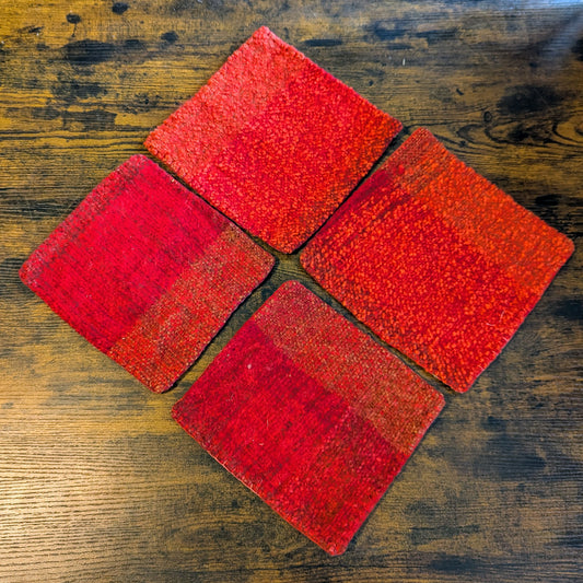 Felted Handwoven Wool Trivets in Red Tones