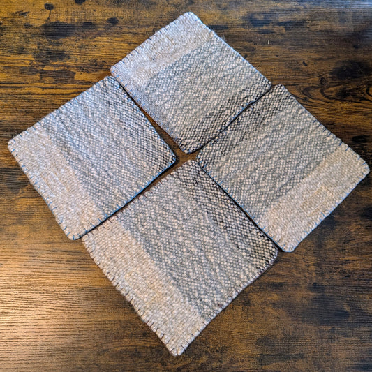 Felted Handwoven Wool Trivets in Gray and Brown Tones