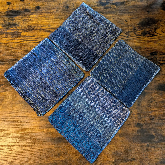 Felted Handwoven Trivets in Blue Tones