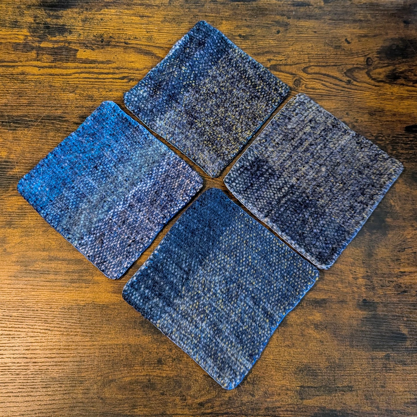 Felted Handwoven Trivets in Blue Tones