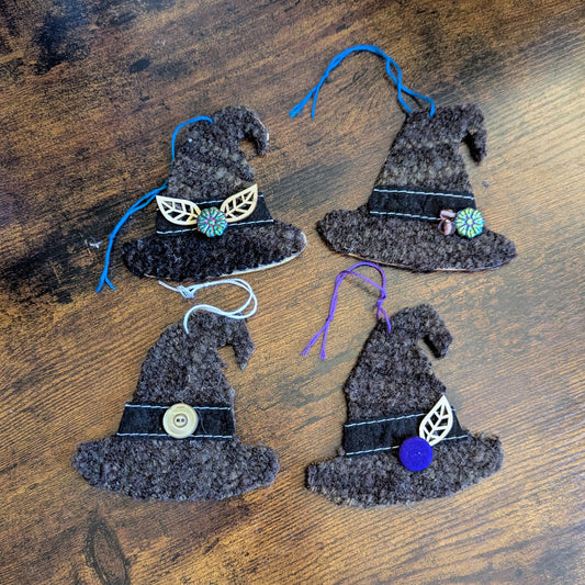 Felted Wool Witch Hat Ornaments
