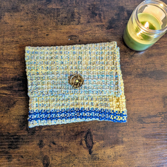 Yellow and Blue Celestial Handwoven Storage Bag