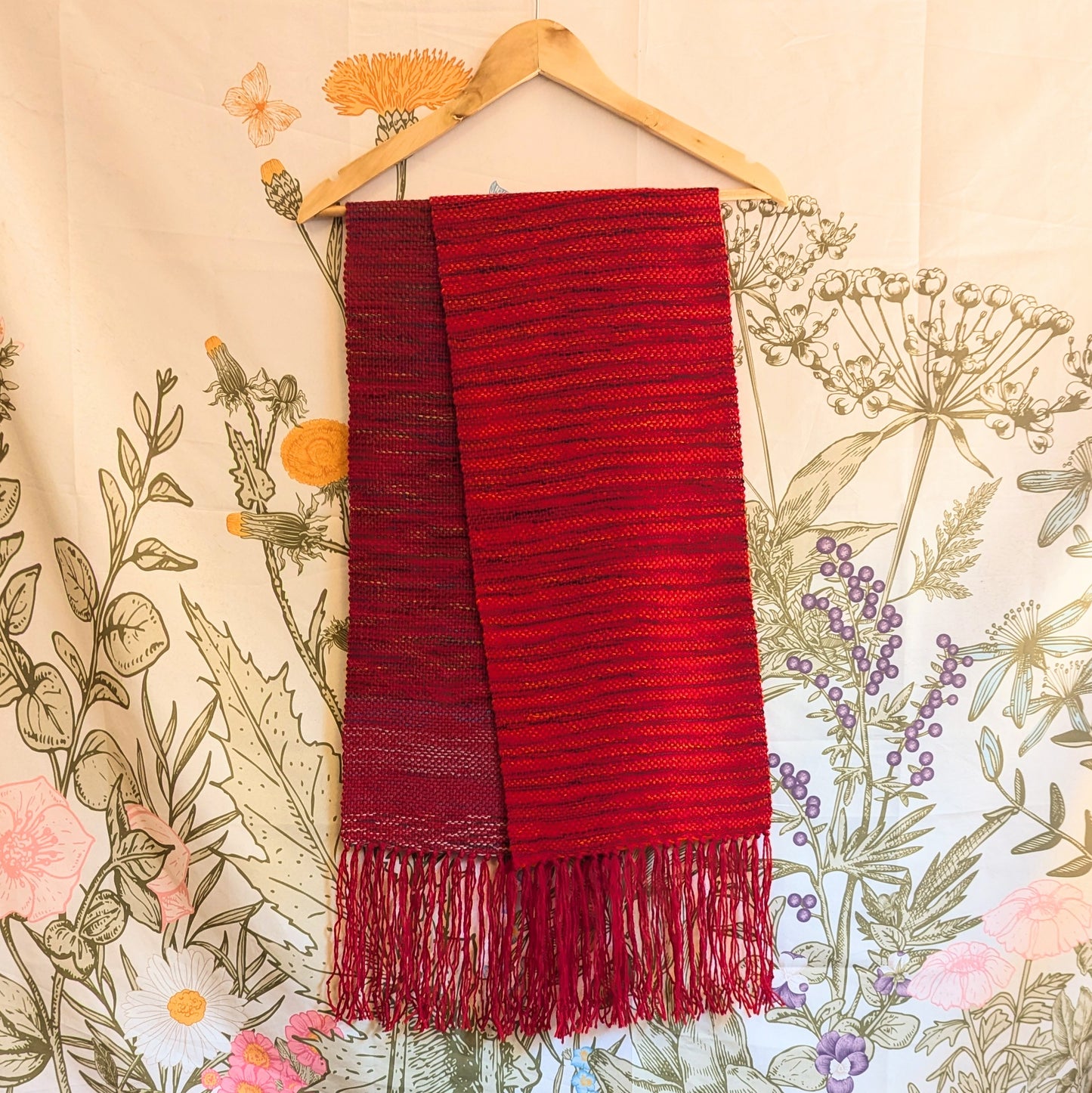 Scarlet Maple Handwoven Wool Scarf