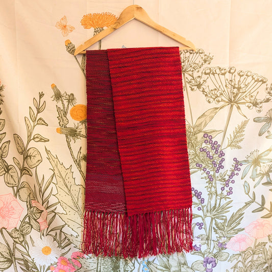 Scarlet Maple Handwoven Wool Scarf