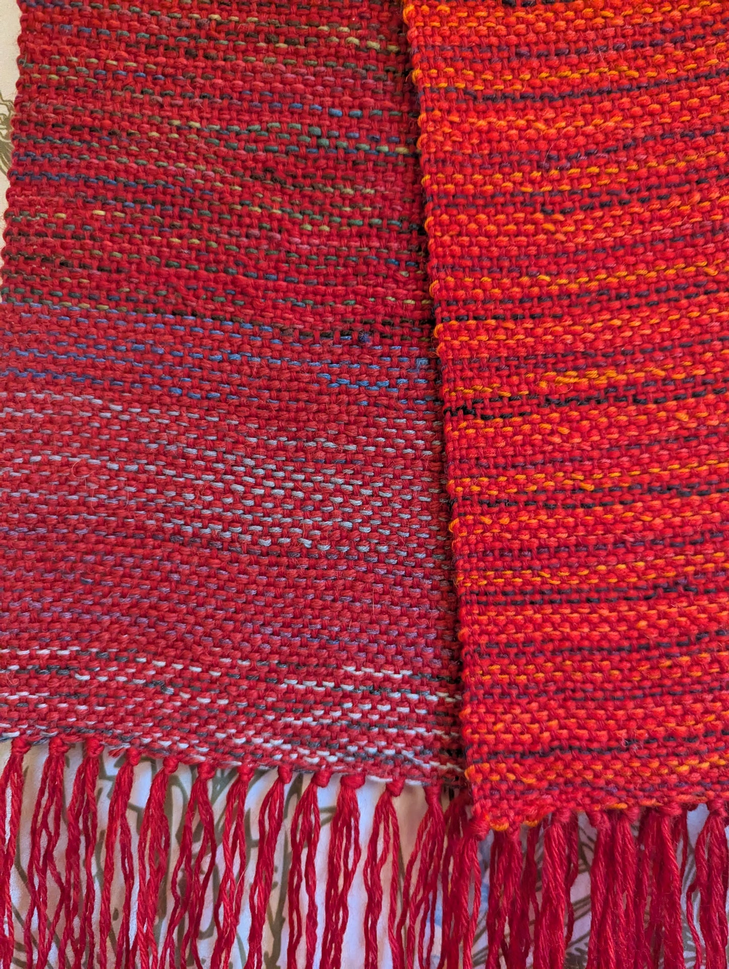 Scarlet Maple Handwoven Wool Scarf