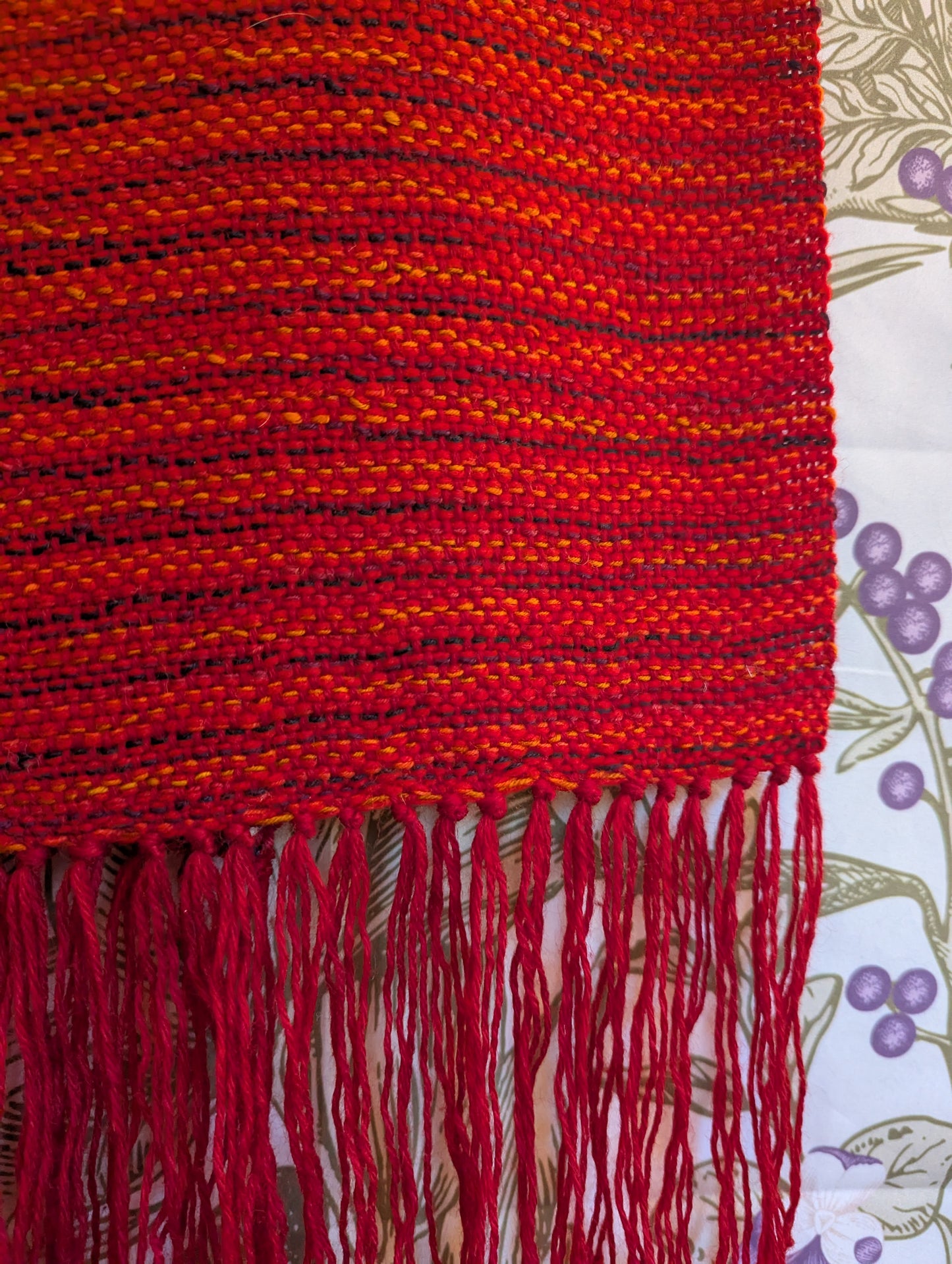 Scarlet Maple Handwoven Wool Scarf