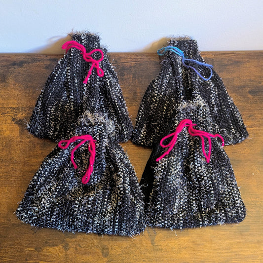 Black Shimmer Acrylic Drawstring Bags