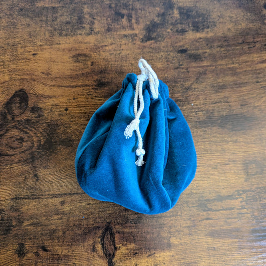 Teal Velour Dice or Rune Drawstring Pouch
