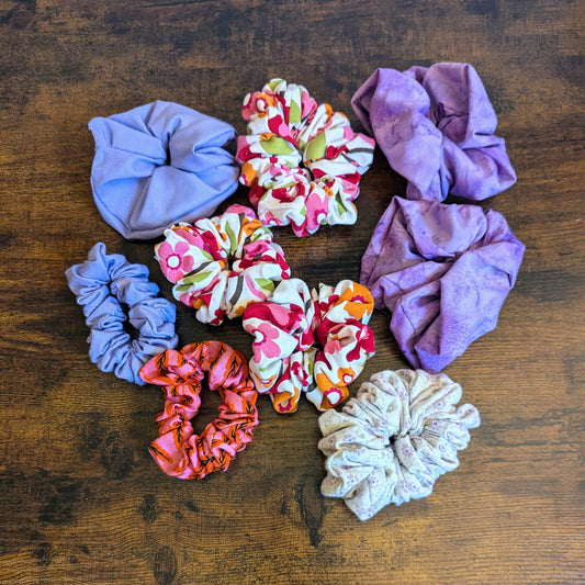 Floral and Purple Scrunchies by More Life Curiosities