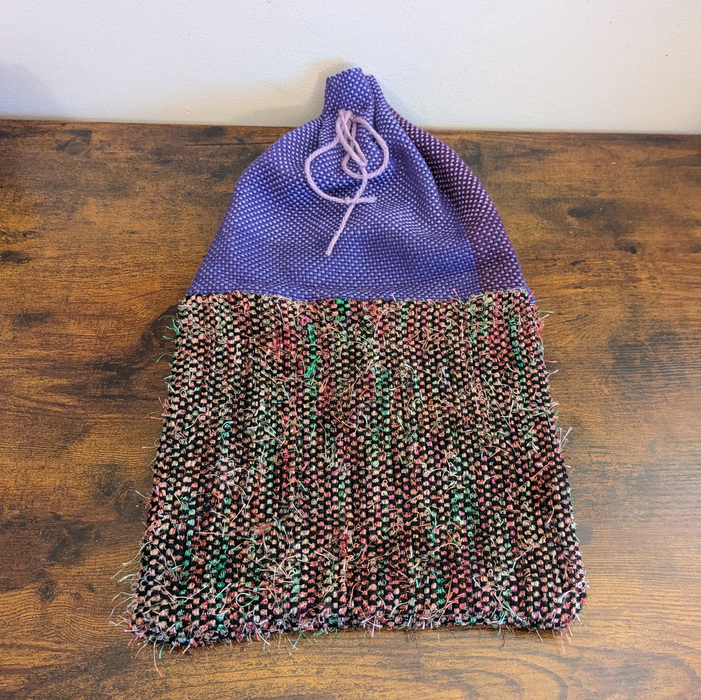 Large Drawstring Reusable Gift Bag in Purple and Sparkles