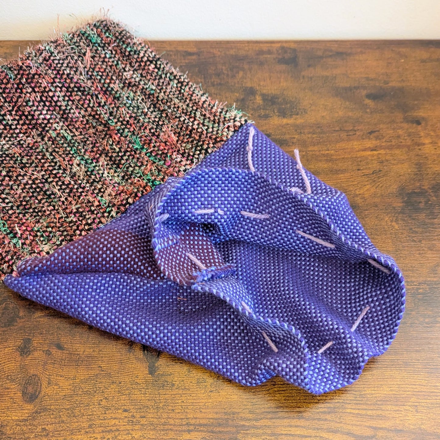 Large Drawstring Reusable Gift Bag in Purple and Sparkles