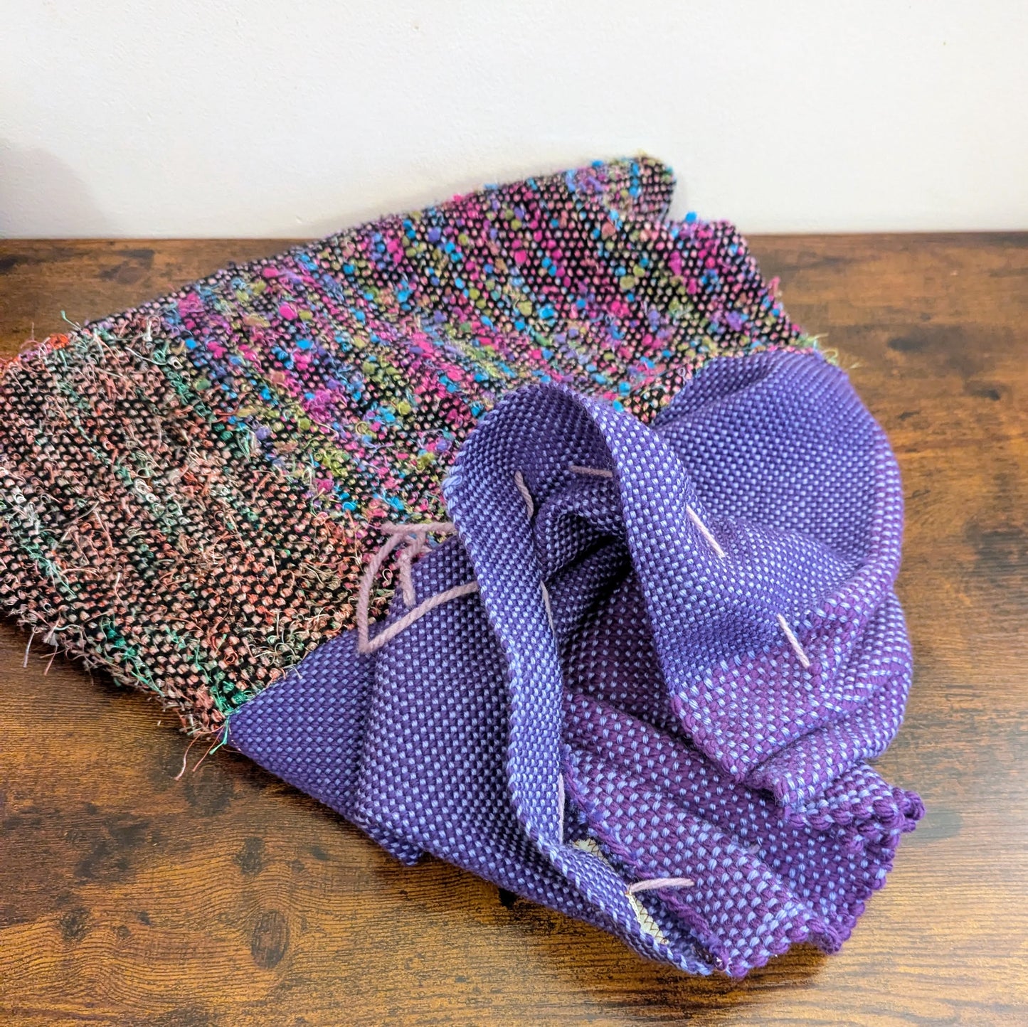 Large Drawstring Reusable Gift Bag in Purple and Patches