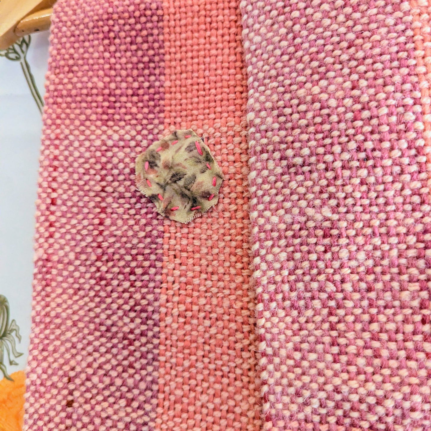 Bumblebee Pink Hand-dyed, Hand-embroidered and Handwoven Scarf