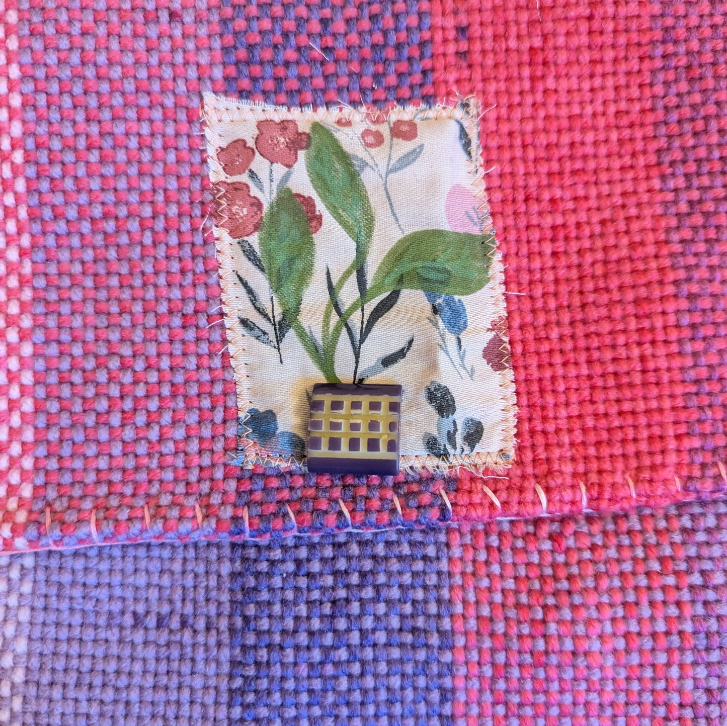 Potted Pink Handwoven Shoulder Bag