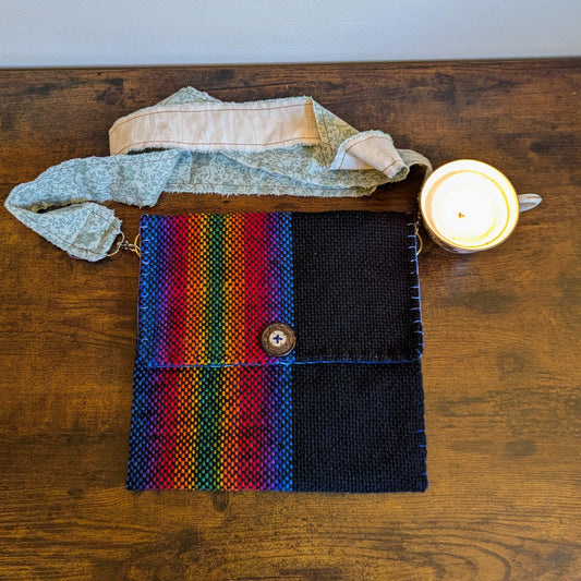 Rainbow Blue Ladybug Handwoven Handbag