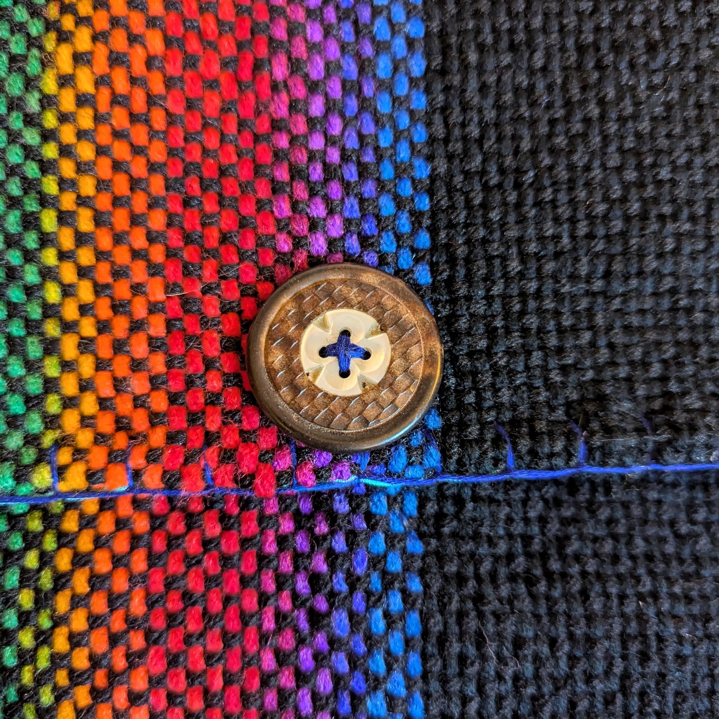 Rainbow Blue Ladybug Handwoven Handbag