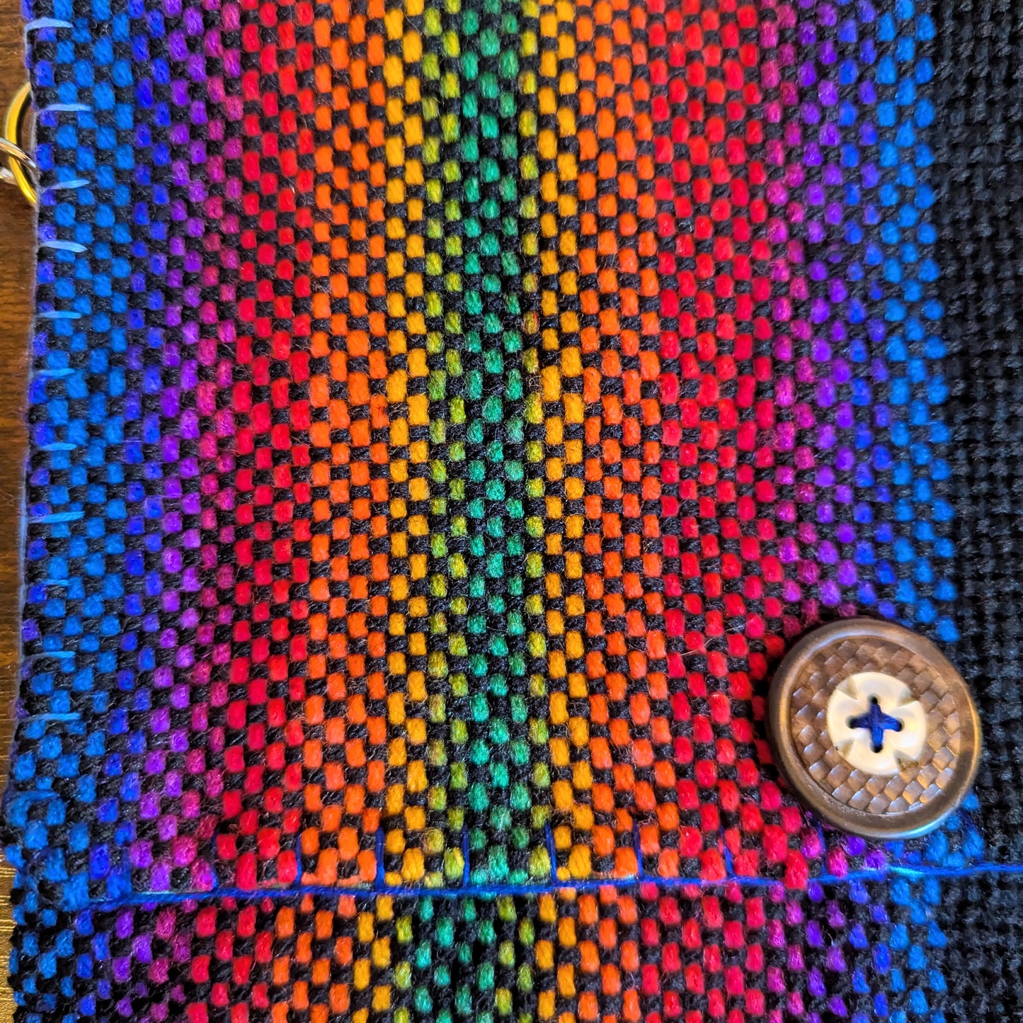 Rainbow Blue Ladybug Handwoven Handbag