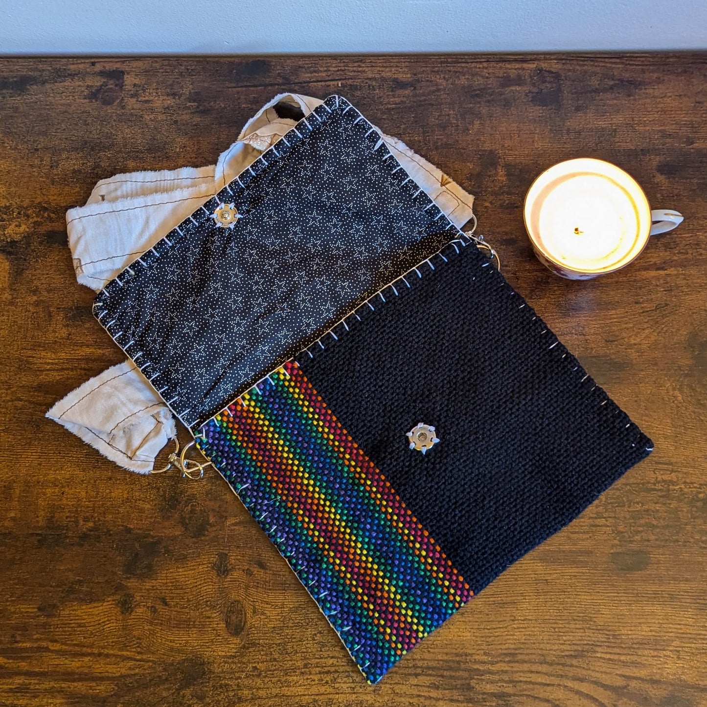 Rainbow Silver Star Shield Handwoven Handbag