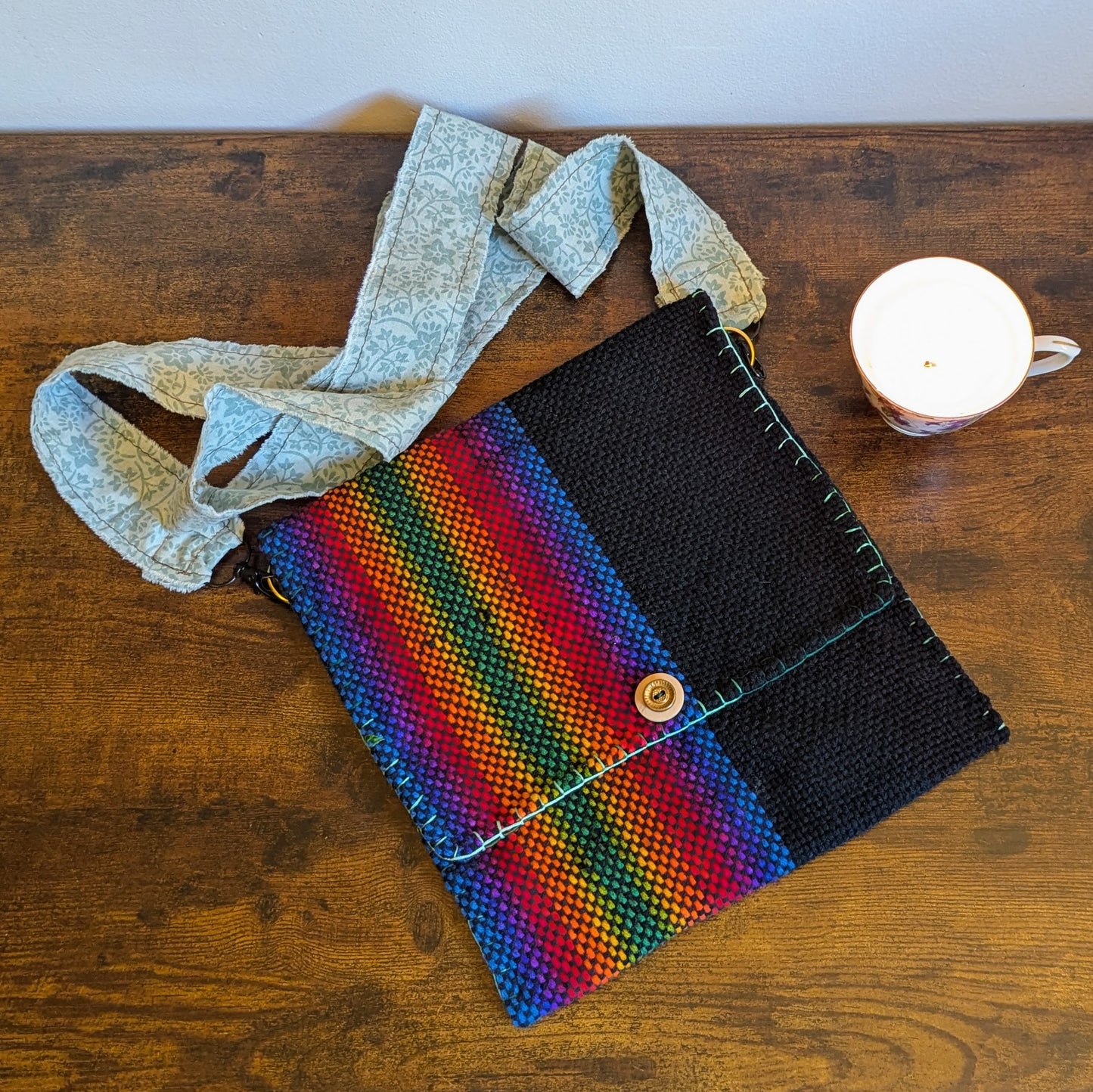 Rainbow Green Silk Handwoven Handbag